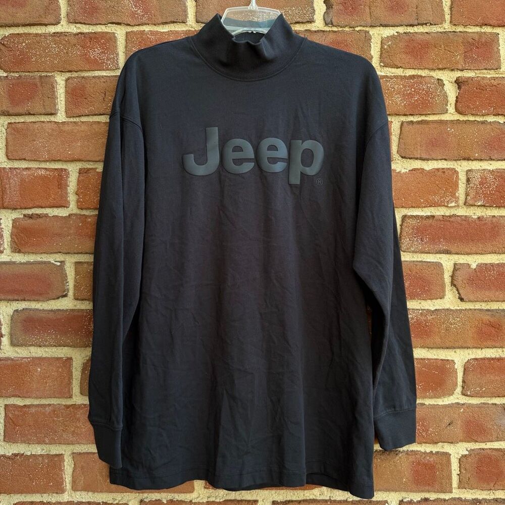 Vineyard Vines x Jeep Men's Mock Neck Embossed Print Sweatshirt Black S NEW